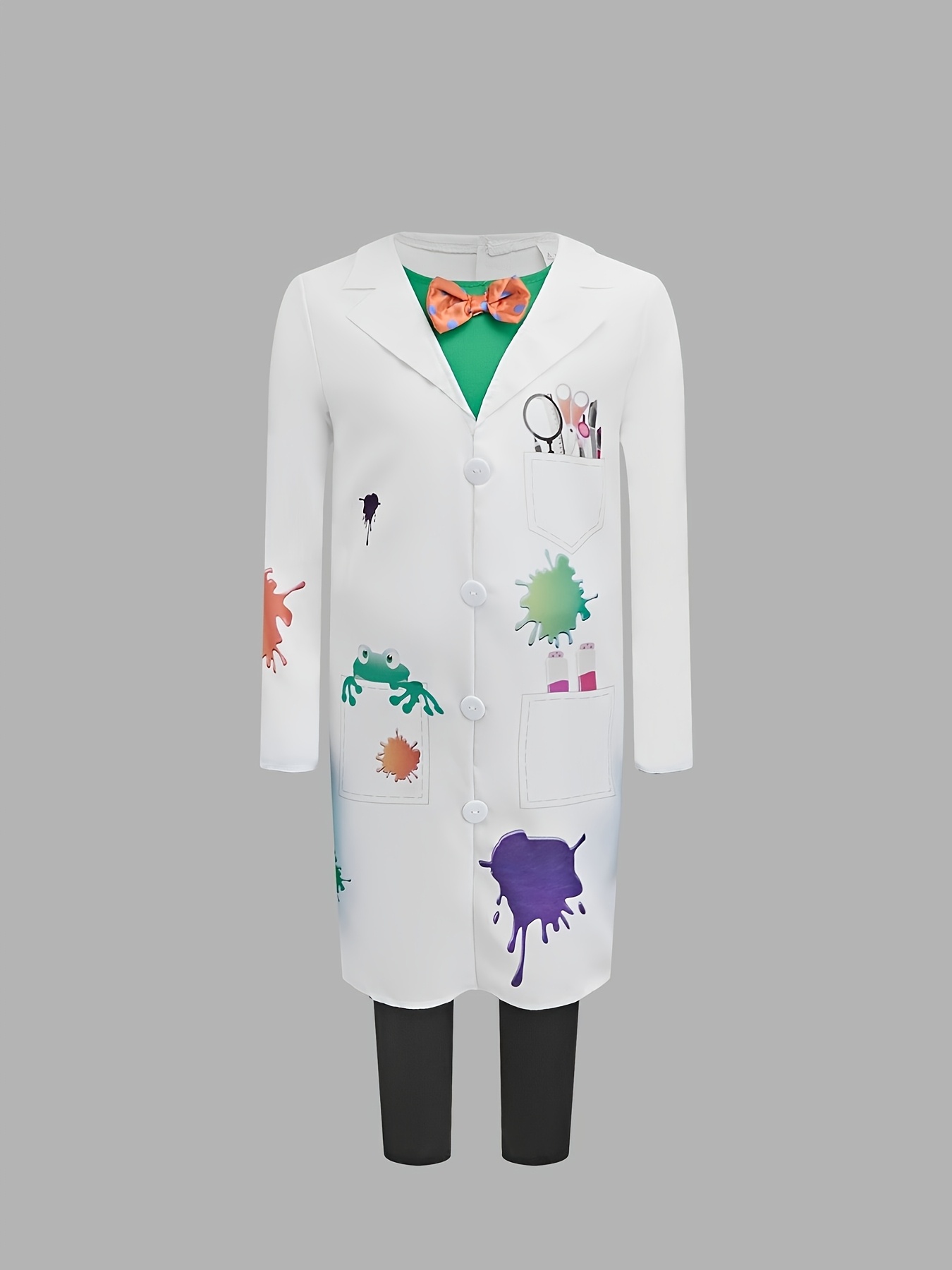 Halloween Cosplay Costume Set with Glasses and Lab Coat